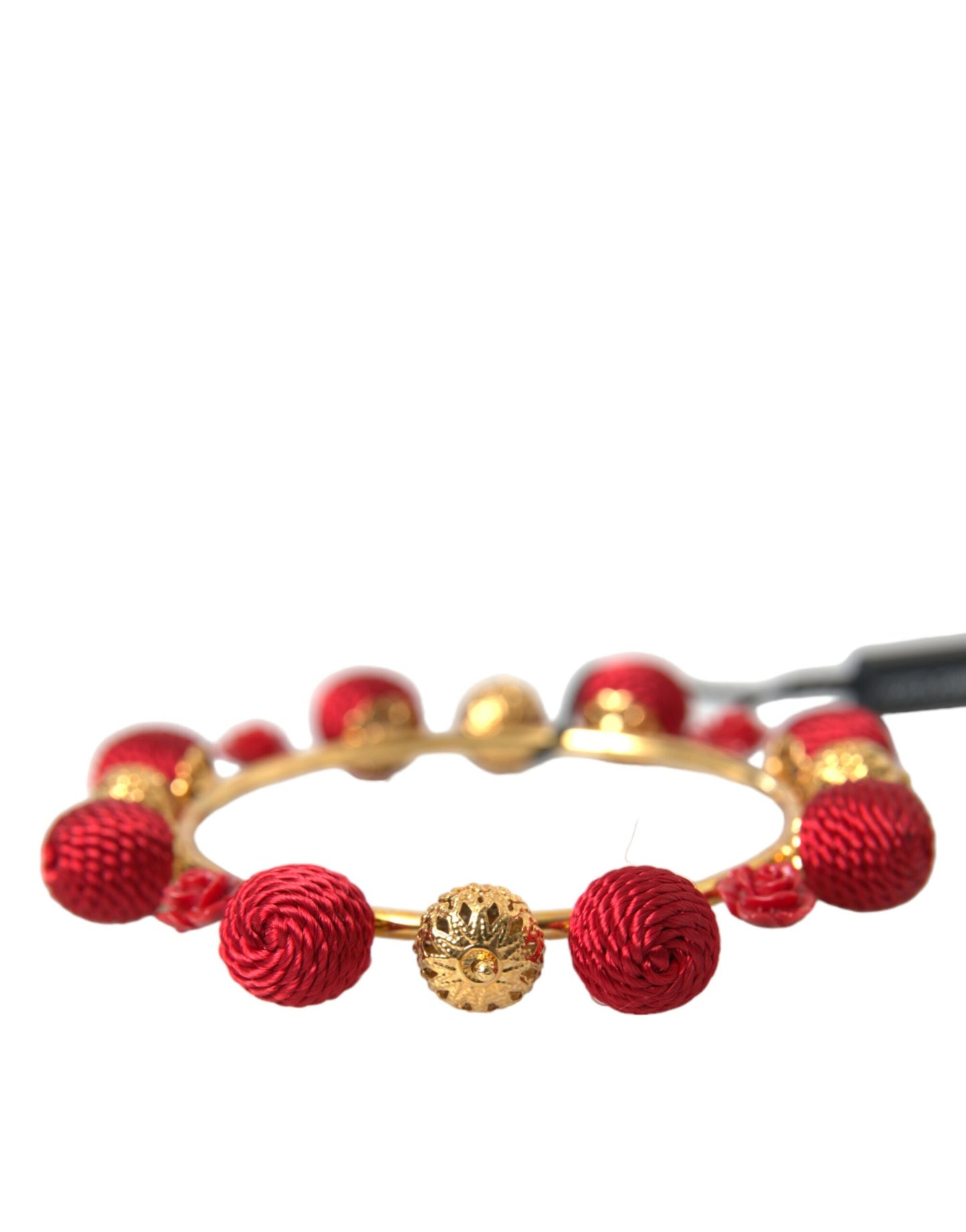 Pulsera Dolce &amp; Gabbana con rosas Sicilia Natale en latón dorado y rojo RUNWAY