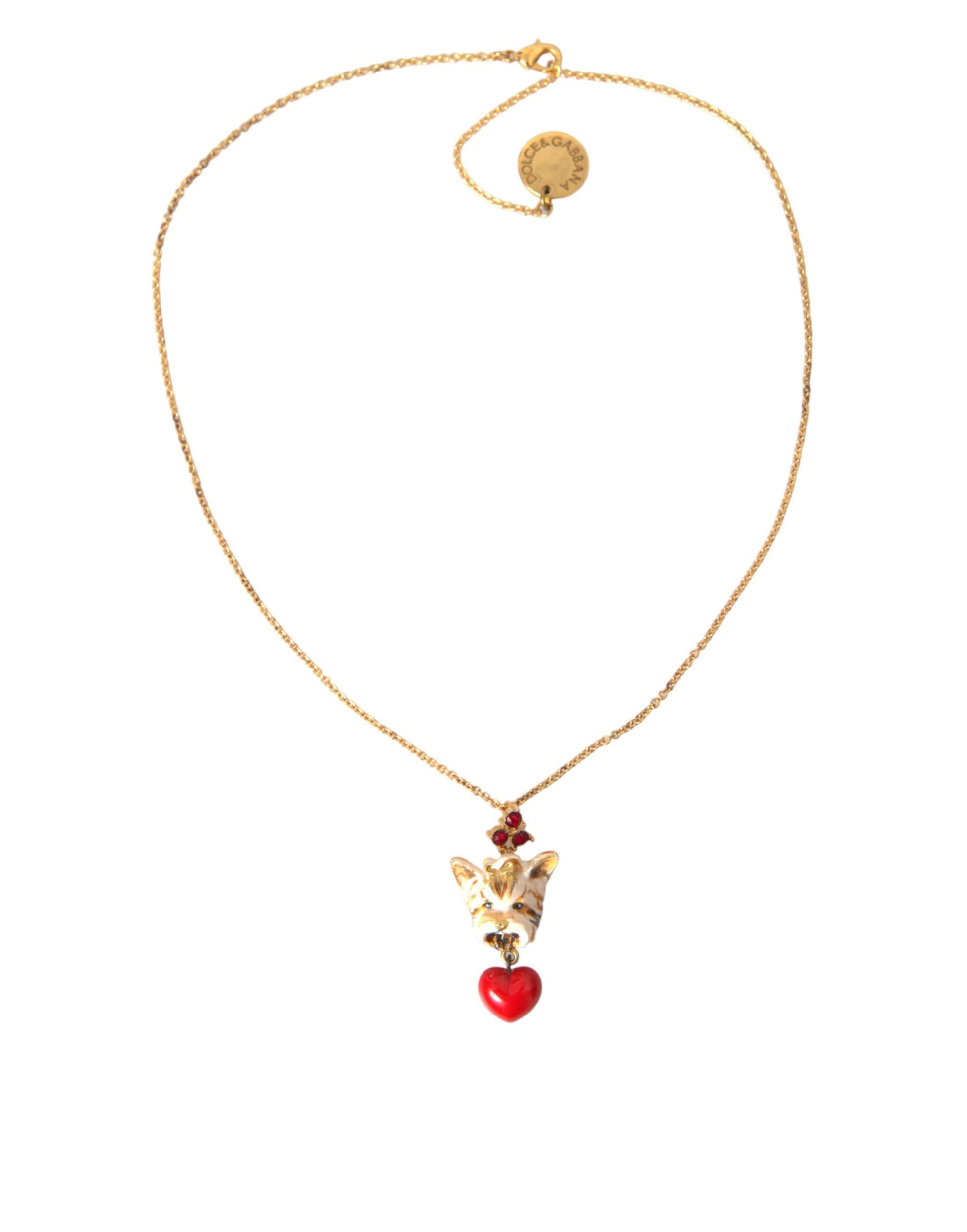 Collar con colgante de corazón de perro y cadena de latón dorado de Dolce &amp; Gabbana