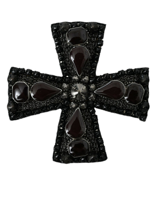 Broche con cruz adornado con cristales negros de Dolce &amp; Gabbana