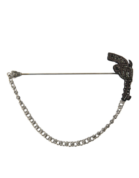 Broche de solapa con forma de revólver y pistola de seda de cobre y latón de Dolce &amp; Gabbana para hombre