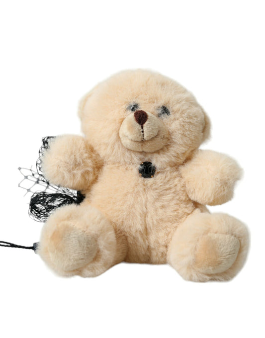Pasador para el pelo con banda de red de malla con osito de peluche beige