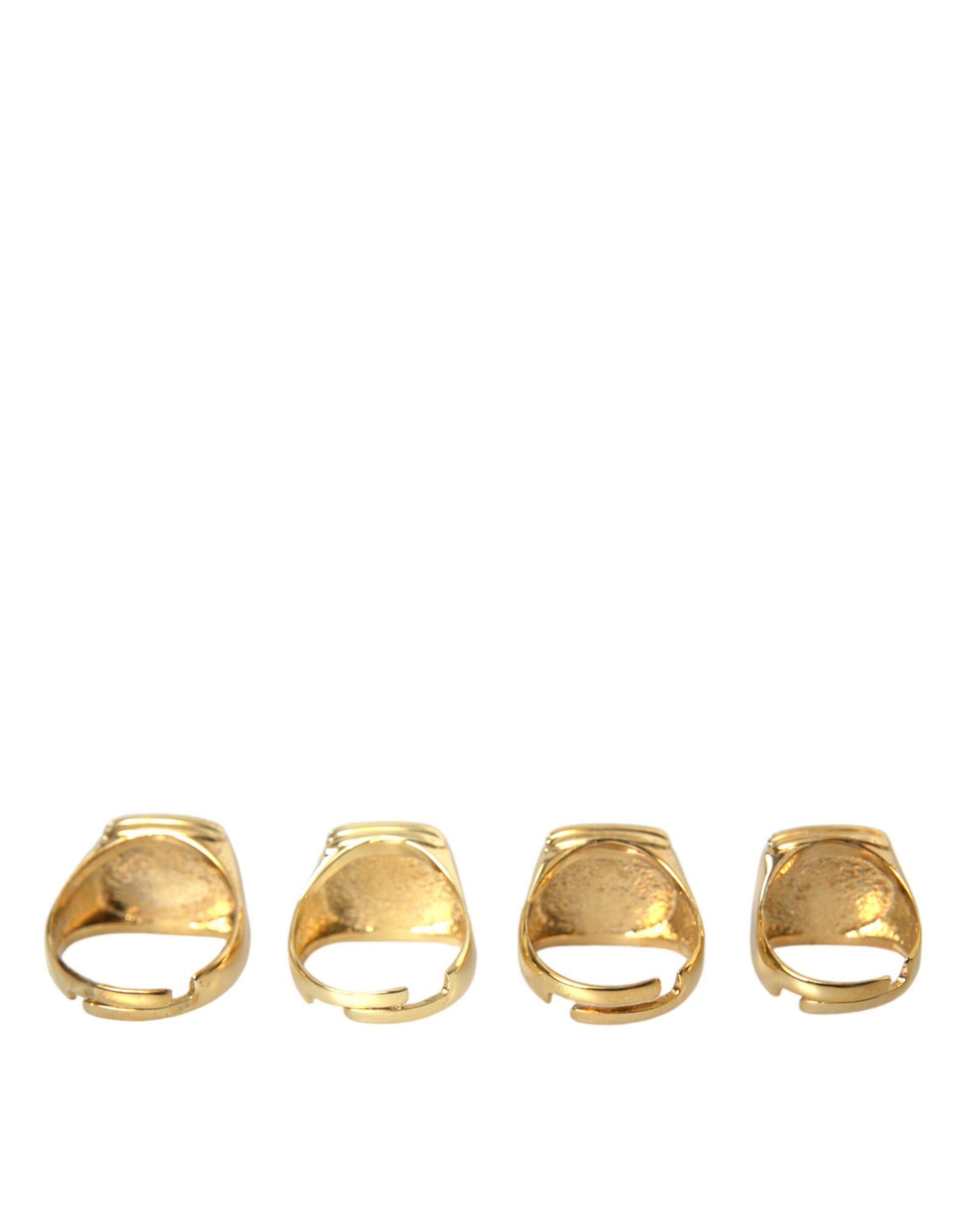 Juego de 4 anillos de esmalte KING de latón dorado de Dolce &amp; Gabbana