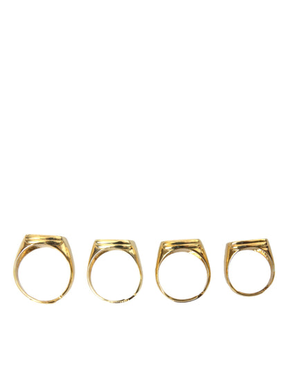 Juego de 4 anillos de esmalte KING de latón dorado de Dolce &amp; Gabbana