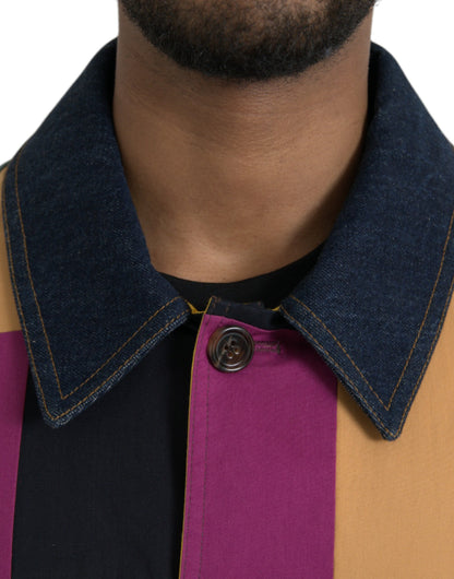 Chaqueta de algodón con cuello y parches multicolor de Dolce &amp; Gabbana