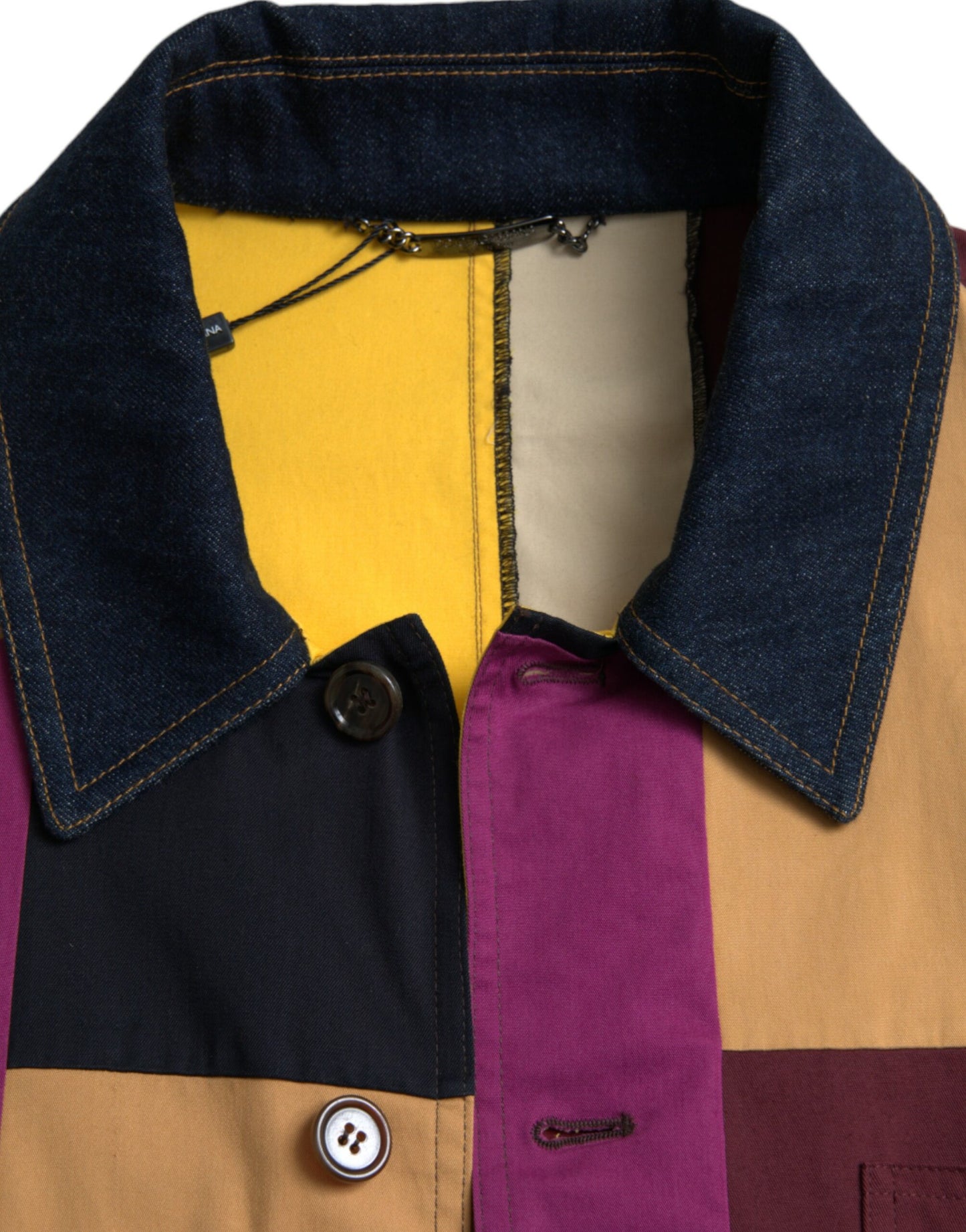 Chaqueta de algodón con cuello y parches multicolor de Dolce &amp; Gabbana