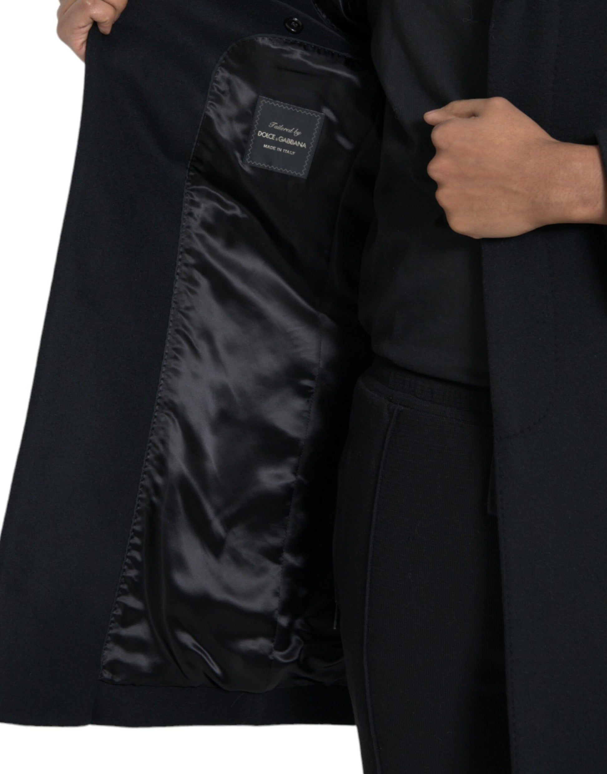 Chaqueta gabardina de botonadura sencilla negra de Dolce &amp; Gabbana