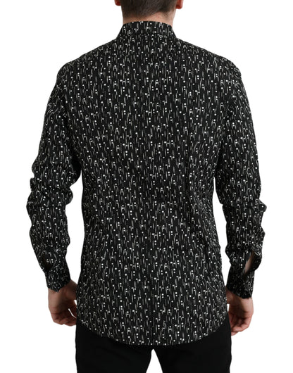 Camisa formal Dolce &amp; Gabbana con estampado floral negro para hombre, color dorado