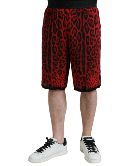 Bermudas de viscosa con estampado de leopardo rojo de Dolce &amp; Gabbana