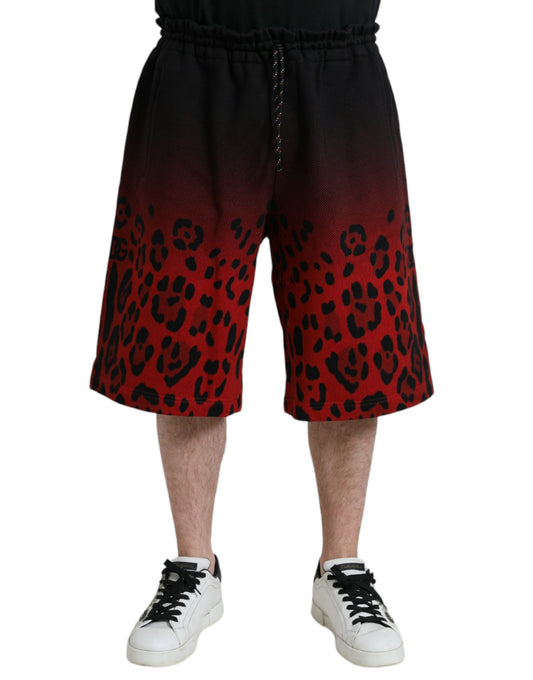 Bermudas de algodón con estampado de leopardo rojo de Dolce &amp; Gabbana