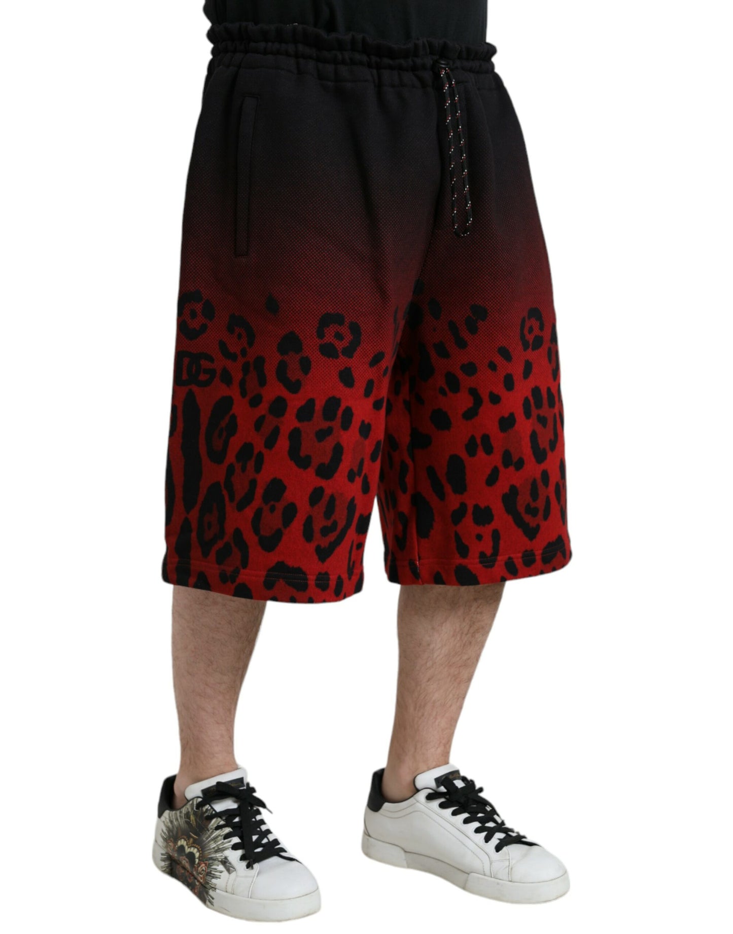 Bermudas de algodón con estampado de leopardo rojo de Dolce &amp; Gabbana