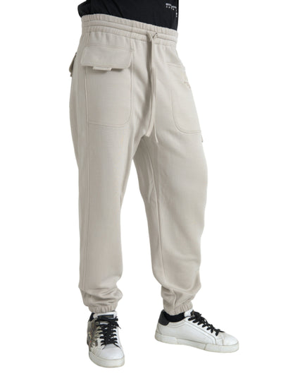 Dolce & Gabbana Off White Viscose Cargo Jogger Sweatpants Pants