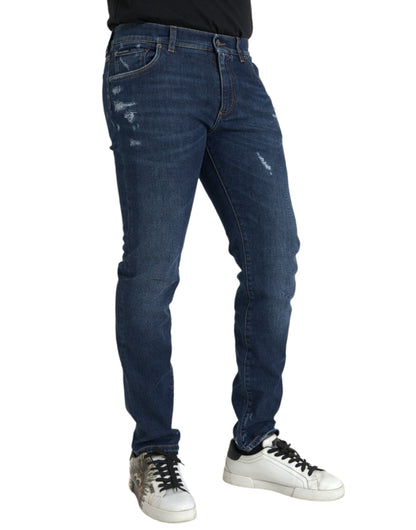 Dolce & Gabbana Blue Slim Fit Cotton Skinny Men Denim Jeans