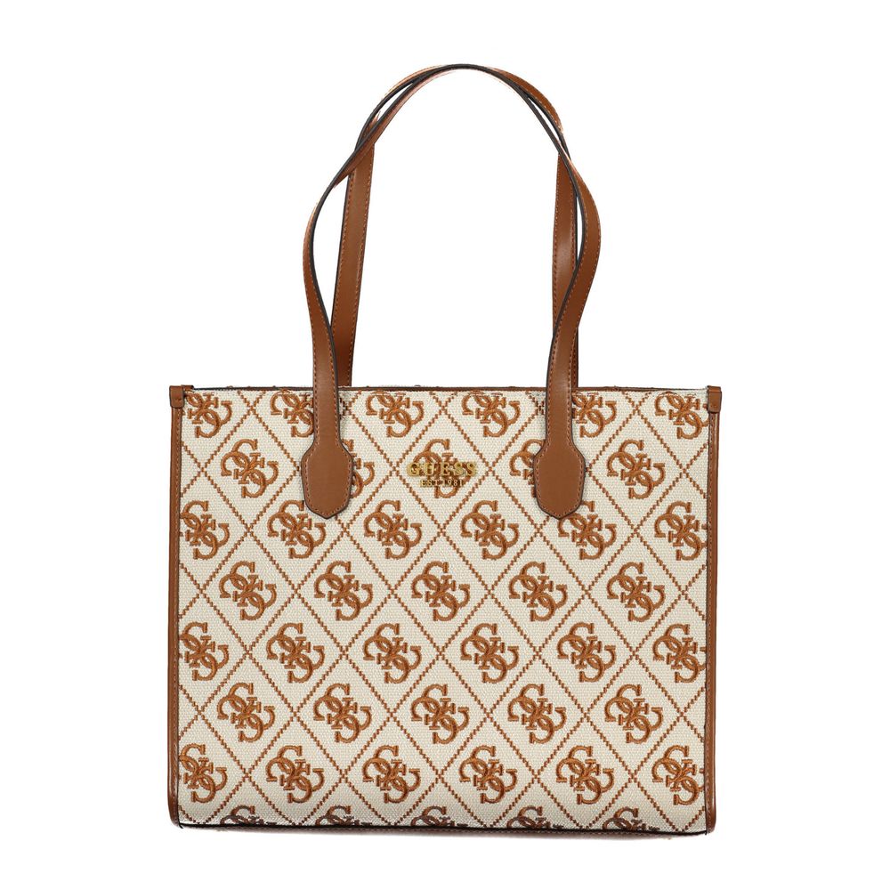 Beige Polyester Handbag