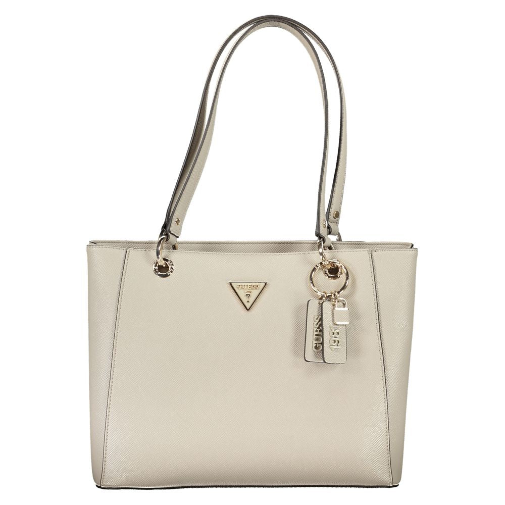 Bolso de mano beige de polietileno Guess Jeans