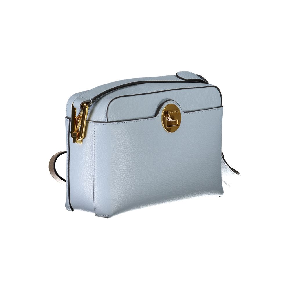 Bolso de cuero celeste