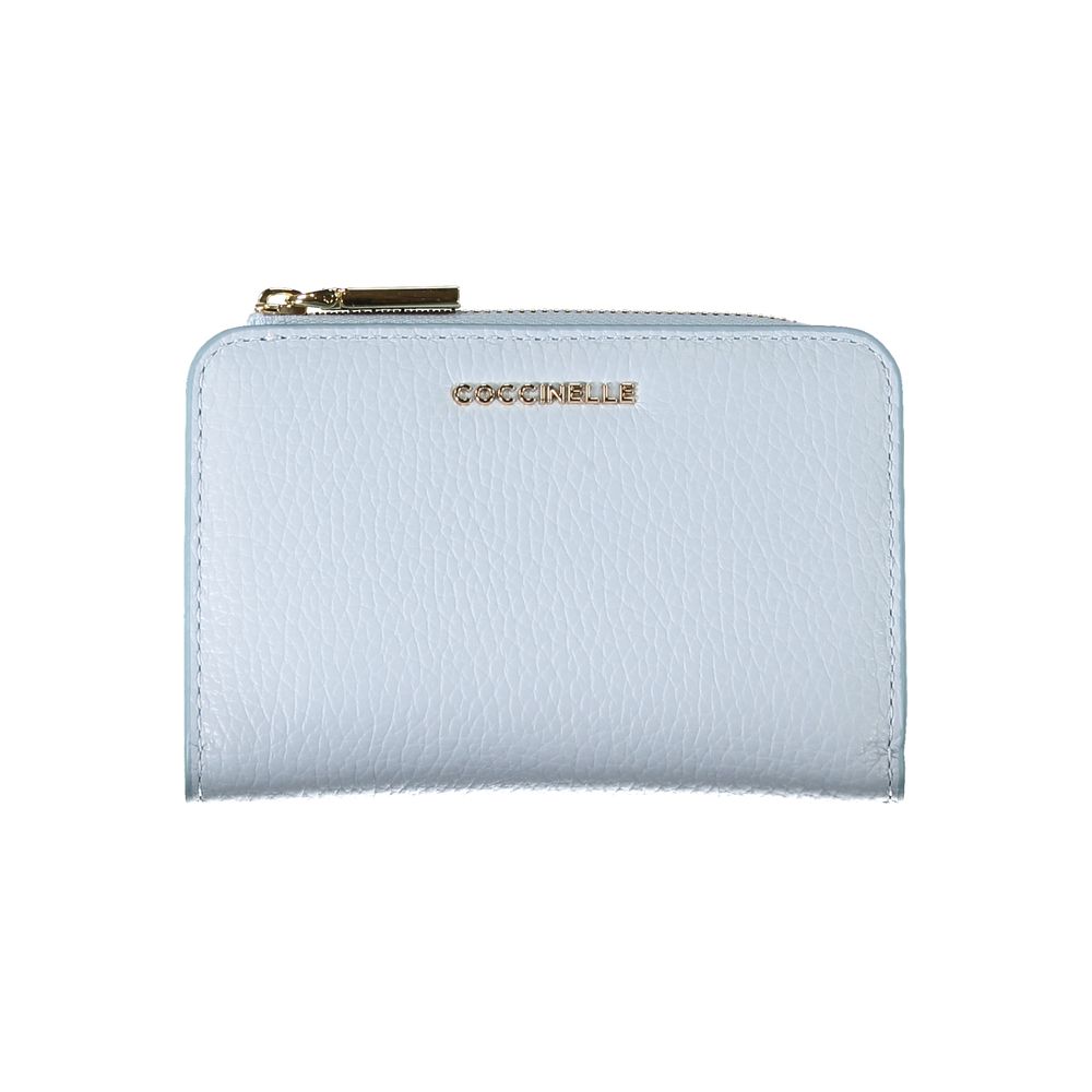 Cartera de cuero celeste