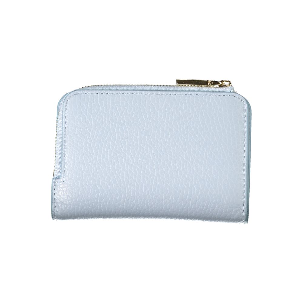 Cartera de cuero celeste