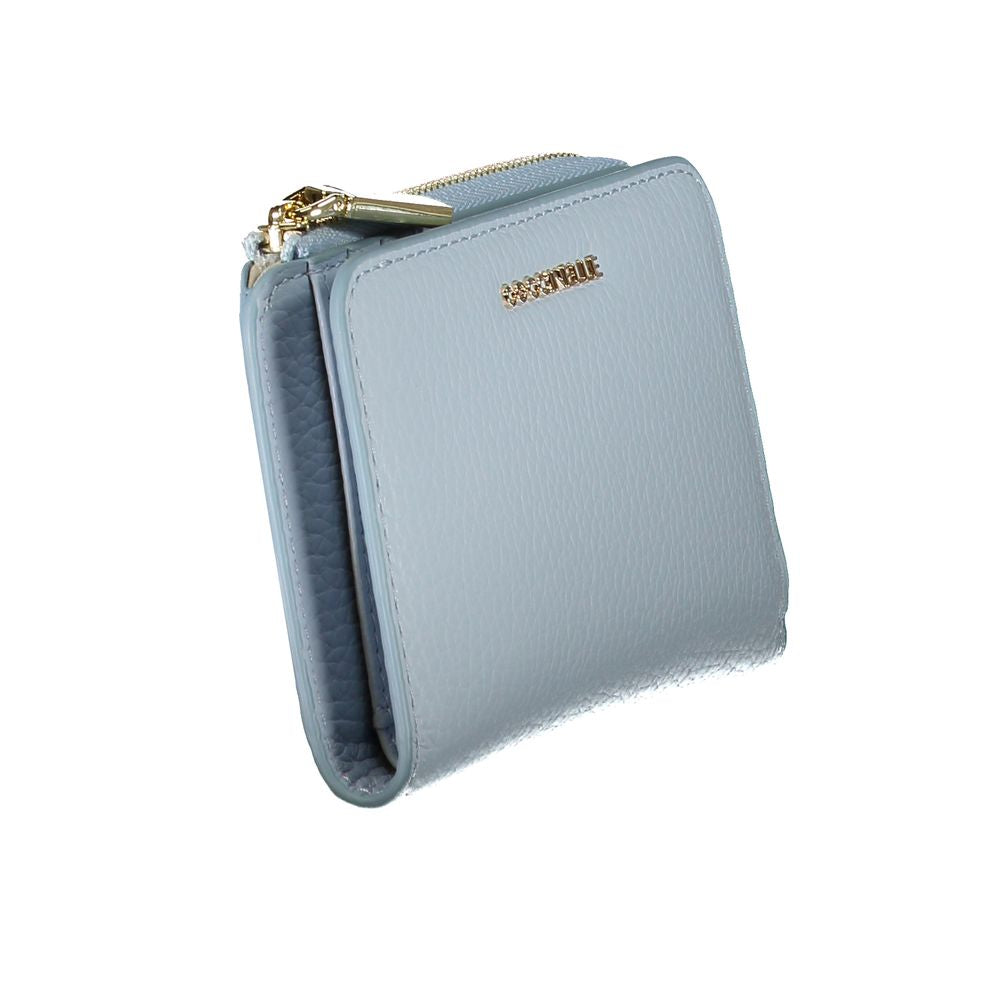 Cartera de cuero celeste
