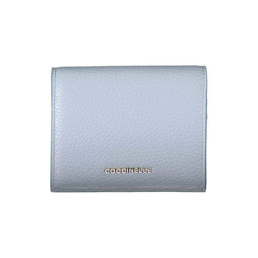 Cartera de cuero celeste