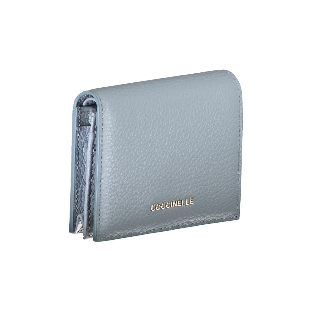 Cartera de cuero celeste