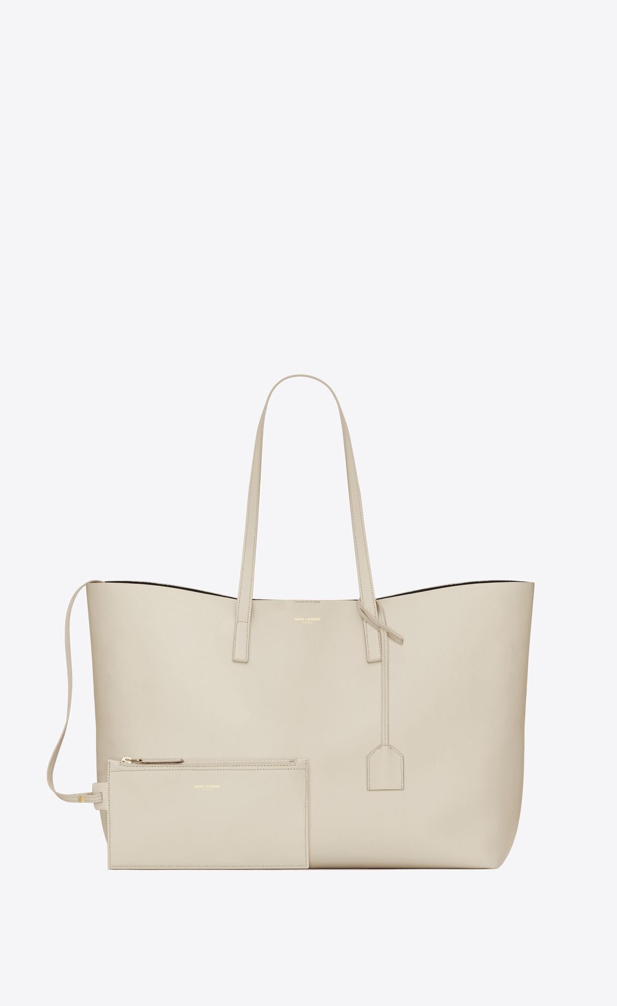 Bolso tote de piel de becerro blanco