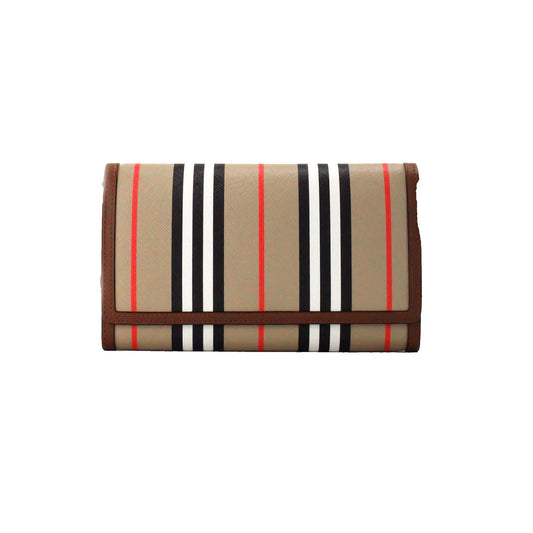 Bolso bandolera tipo cartera de cuero en color tostado con rayas Icon Stripe Archive de Hannah