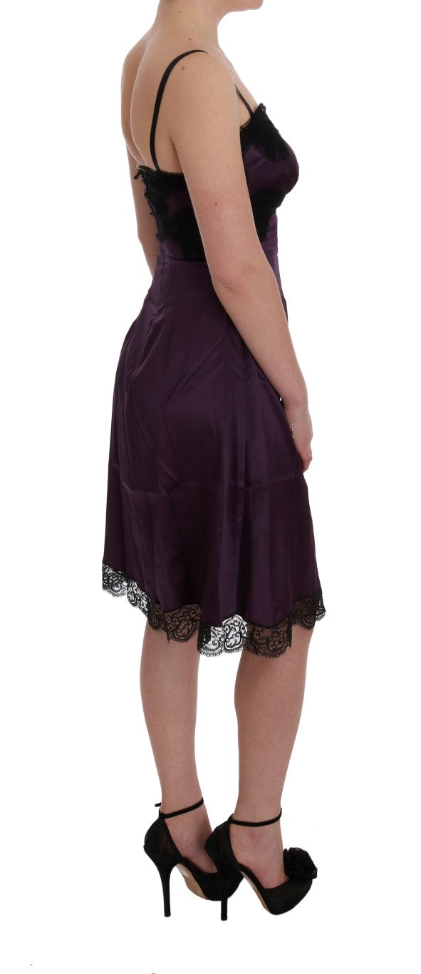 Vestido elegante de encaje de seda morado de Dolce &amp; Gabbana