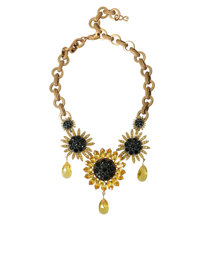 Collar con girasoles y cristales adornados en latón dorado de Dolce &amp; Gabbana