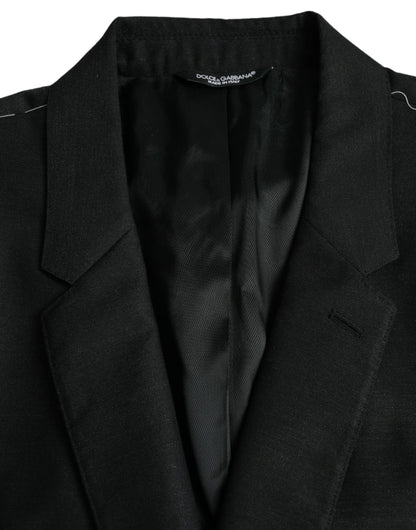 Blazer de botonadura sencilla con muescas de lana negra de Dolce &amp; Gabbana
