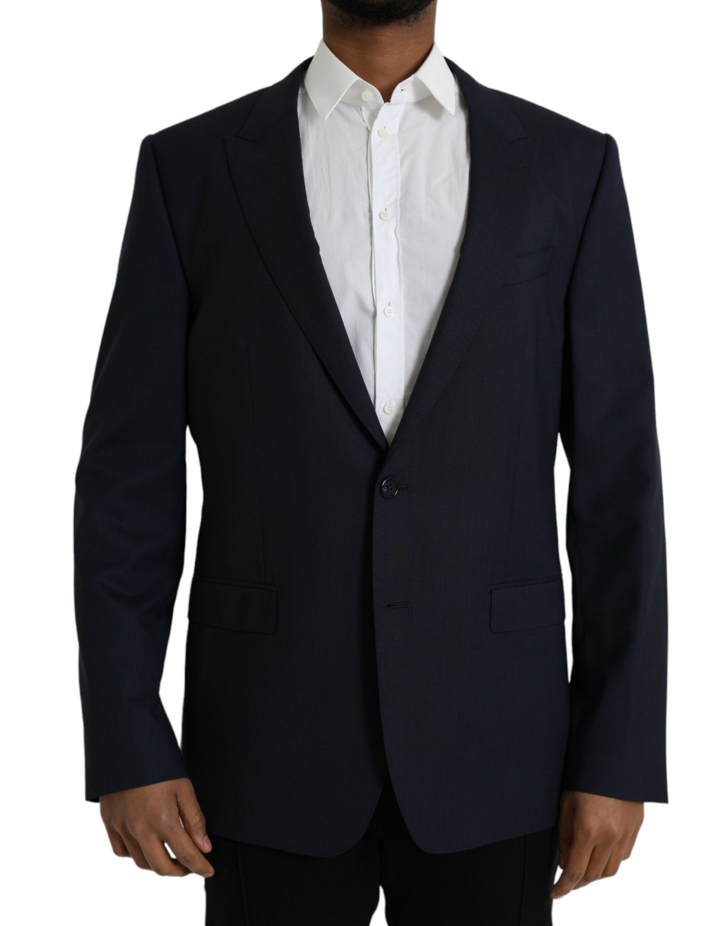 Blazer de lana azul oscuro con botonadura sencilla de Dolce &amp; Gabbana