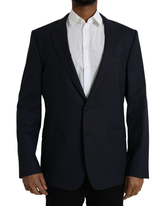 Blazer de lana azul oscuro con botonadura sencilla de Dolce &amp; Gabbana