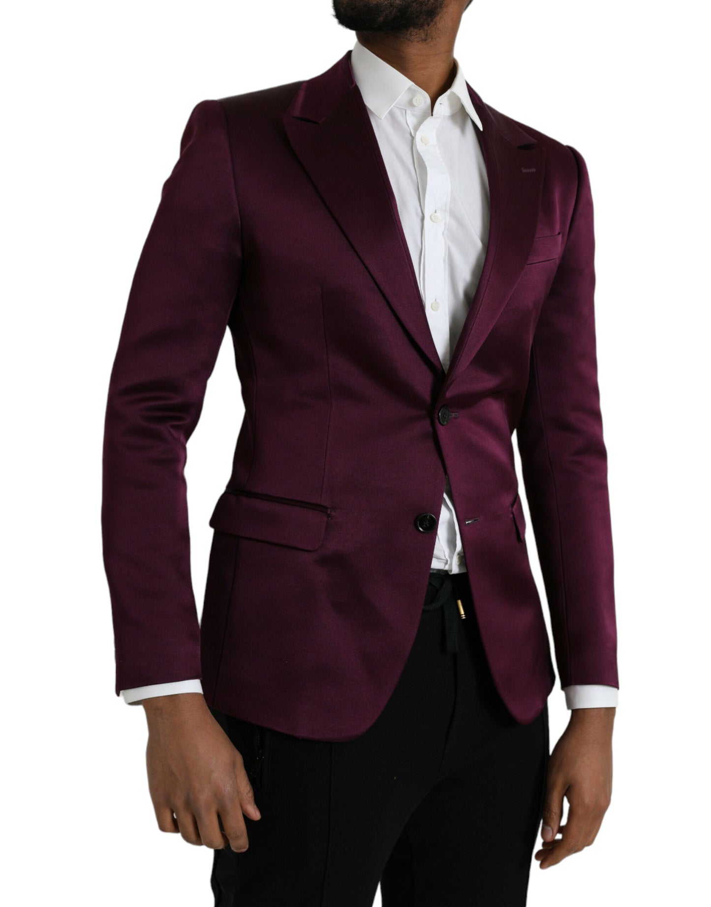 Blazer de seda con botonadura sencilla en color granate de Dolce &amp; Gabbana