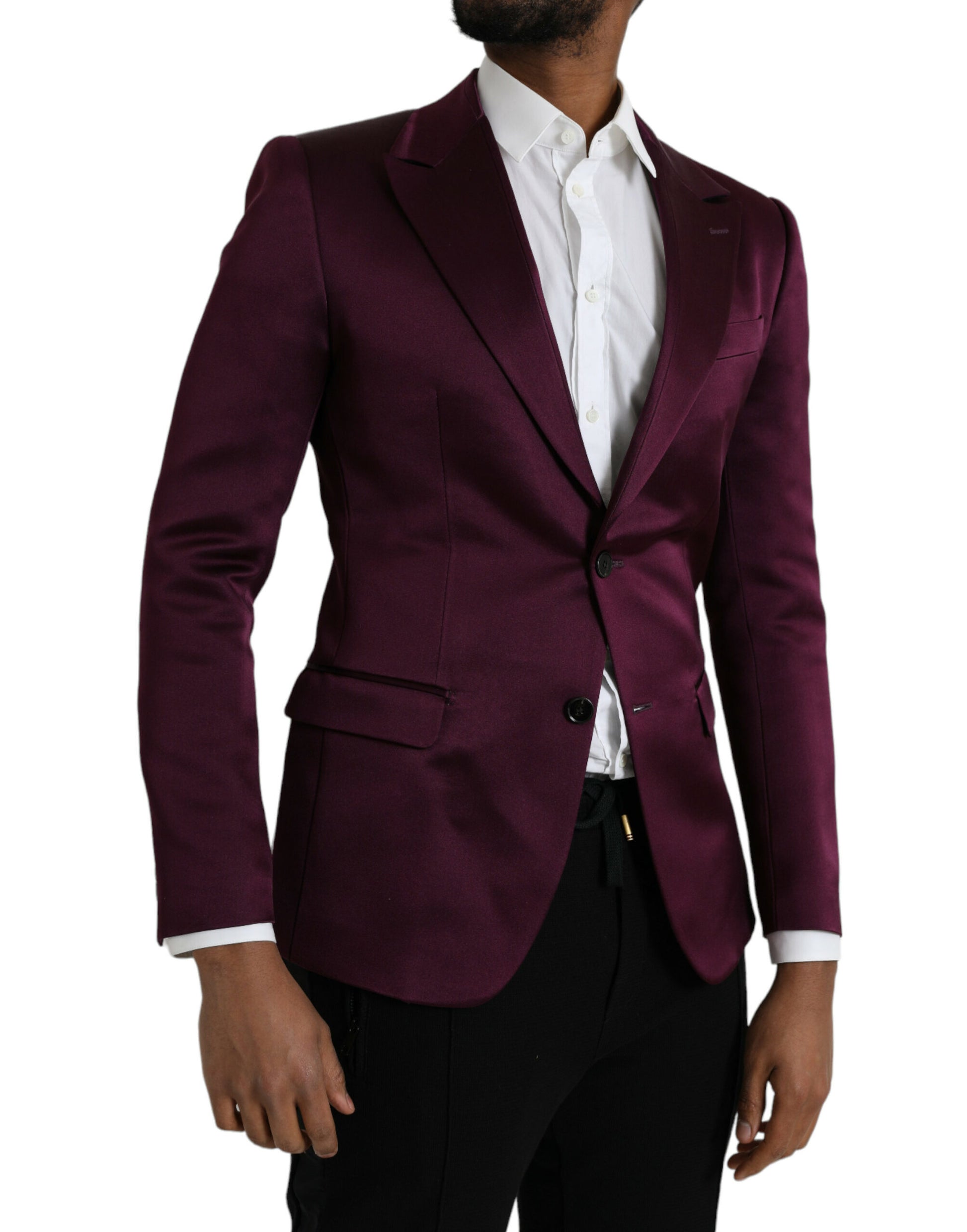 Blazer de seda con botonadura sencilla en color granate de Dolce &amp; Gabbana