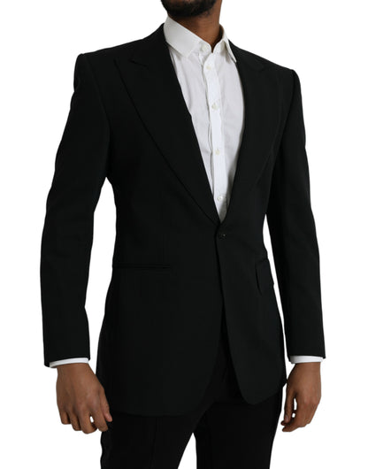 Blazer de botonadura sencilla con cuello alto de lana negra de Dolce &amp; Gabbana