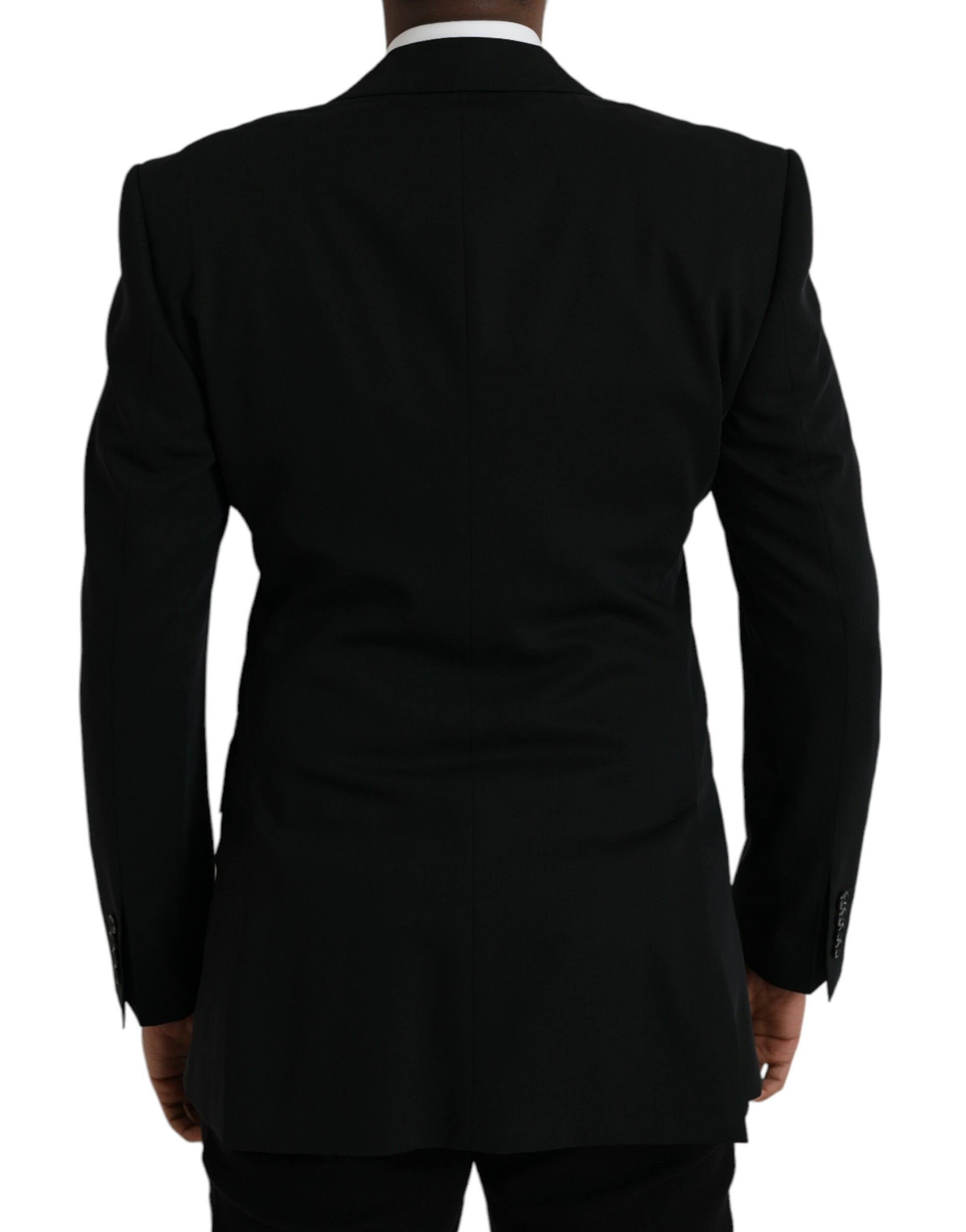 Blazer de botonadura sencilla con cuello alto de lana negra de Dolce &amp; Gabbana