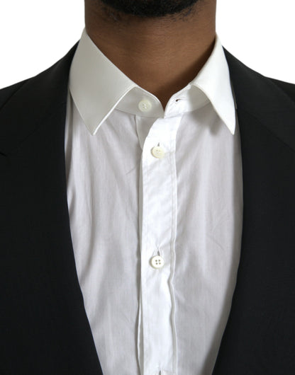 Blazer de botonadura sencilla con cuello alto de lana negra de Dolce &amp; Gabbana