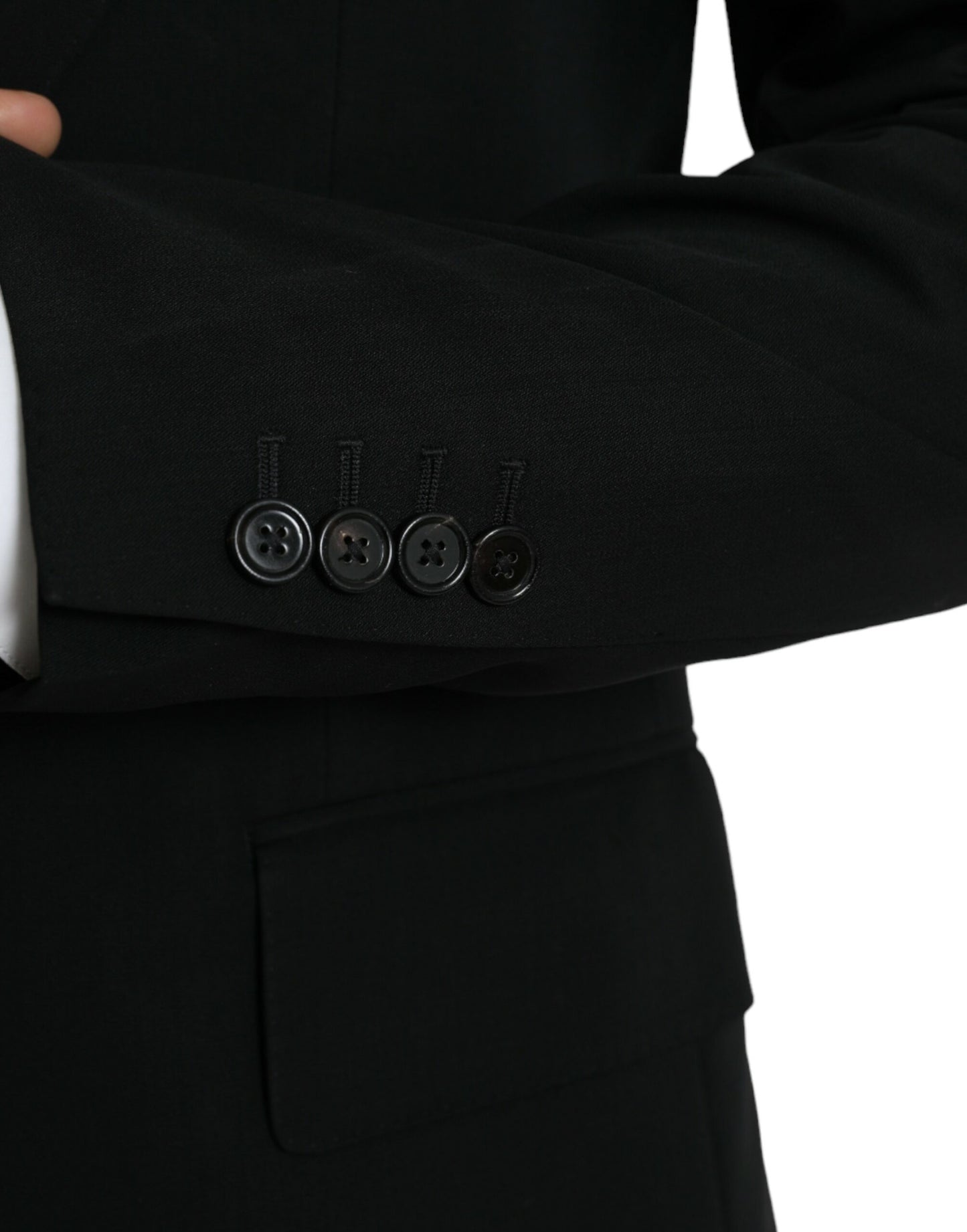 Blazer de botonadura sencilla con cuello alto de lana negra de Dolce &amp; Gabbana
