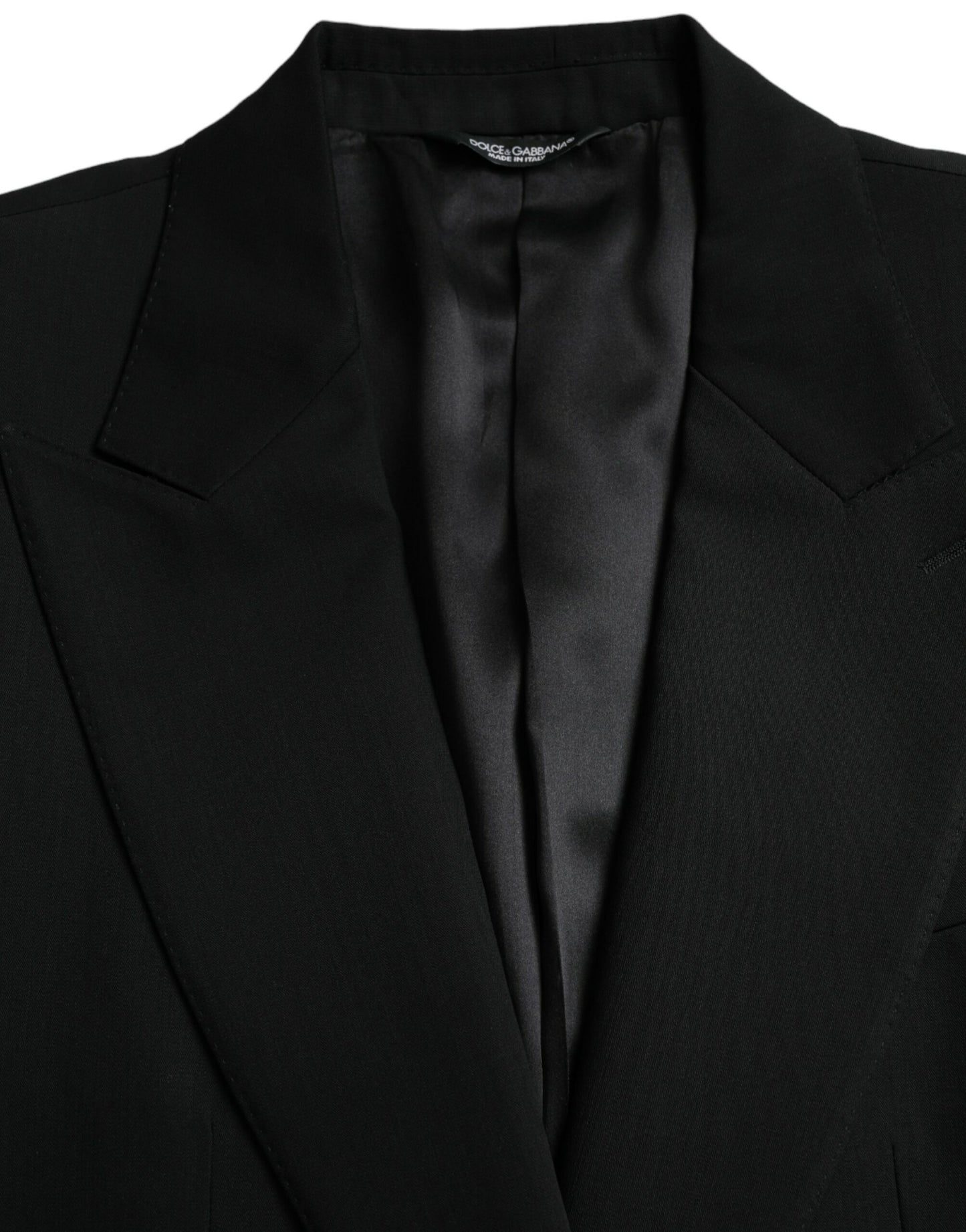 Blazer de botonadura sencilla con cuello alto de lana negra de Dolce &amp; Gabbana