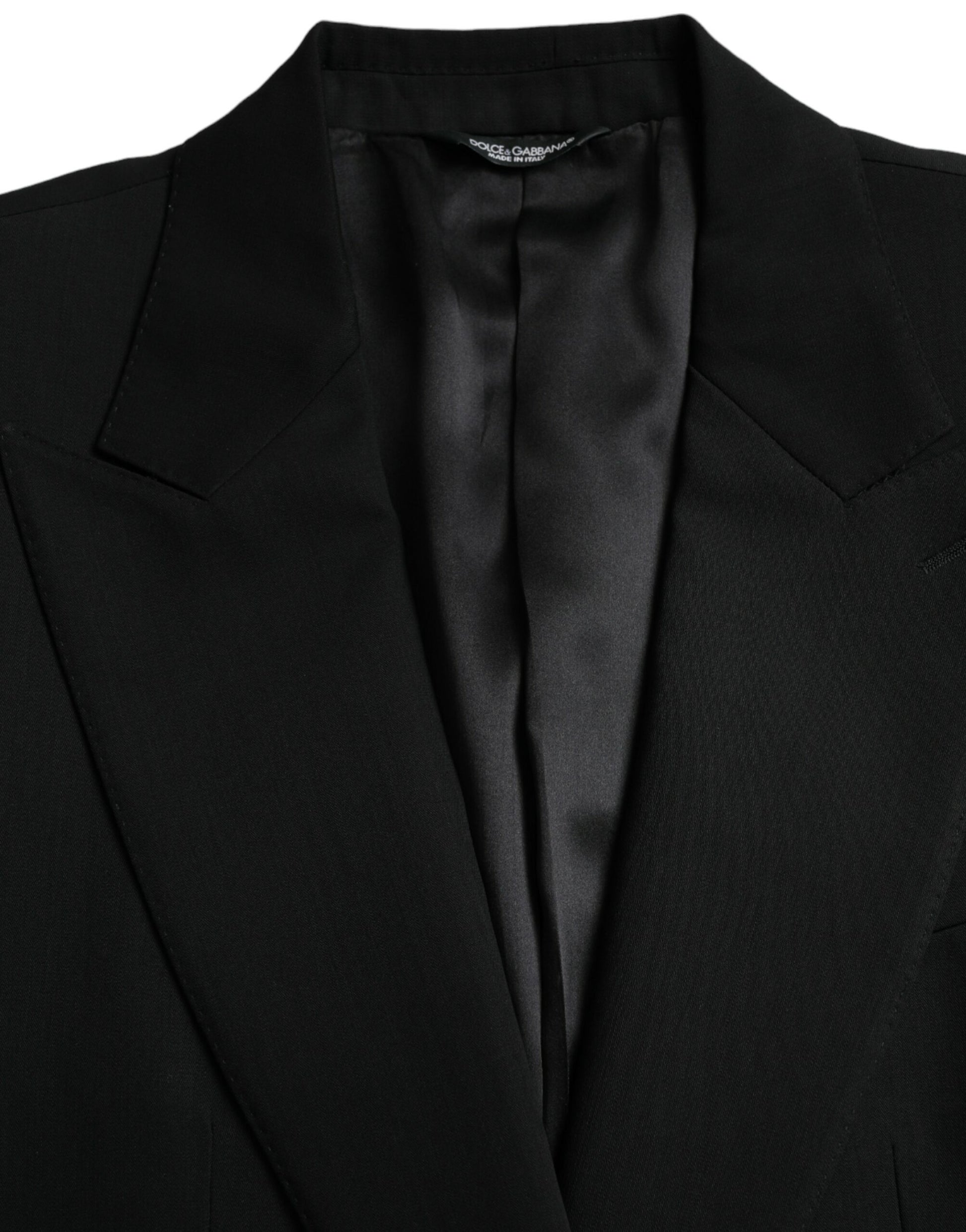 Blazer de botonadura sencilla con cuello alto de lana negra de Dolce &amp; Gabbana