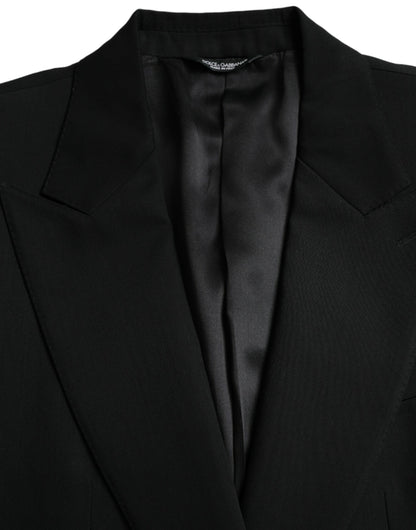 Blazer de botonadura sencilla con cuello alto de lana negra de Dolce &amp; Gabbana