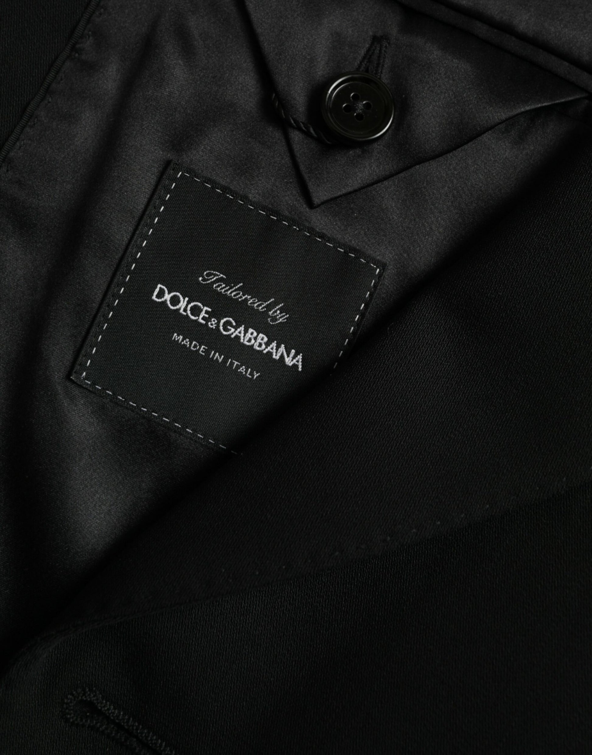 Blazer de botonadura sencilla con cuello alto de lana negra de Dolce &amp; Gabbana