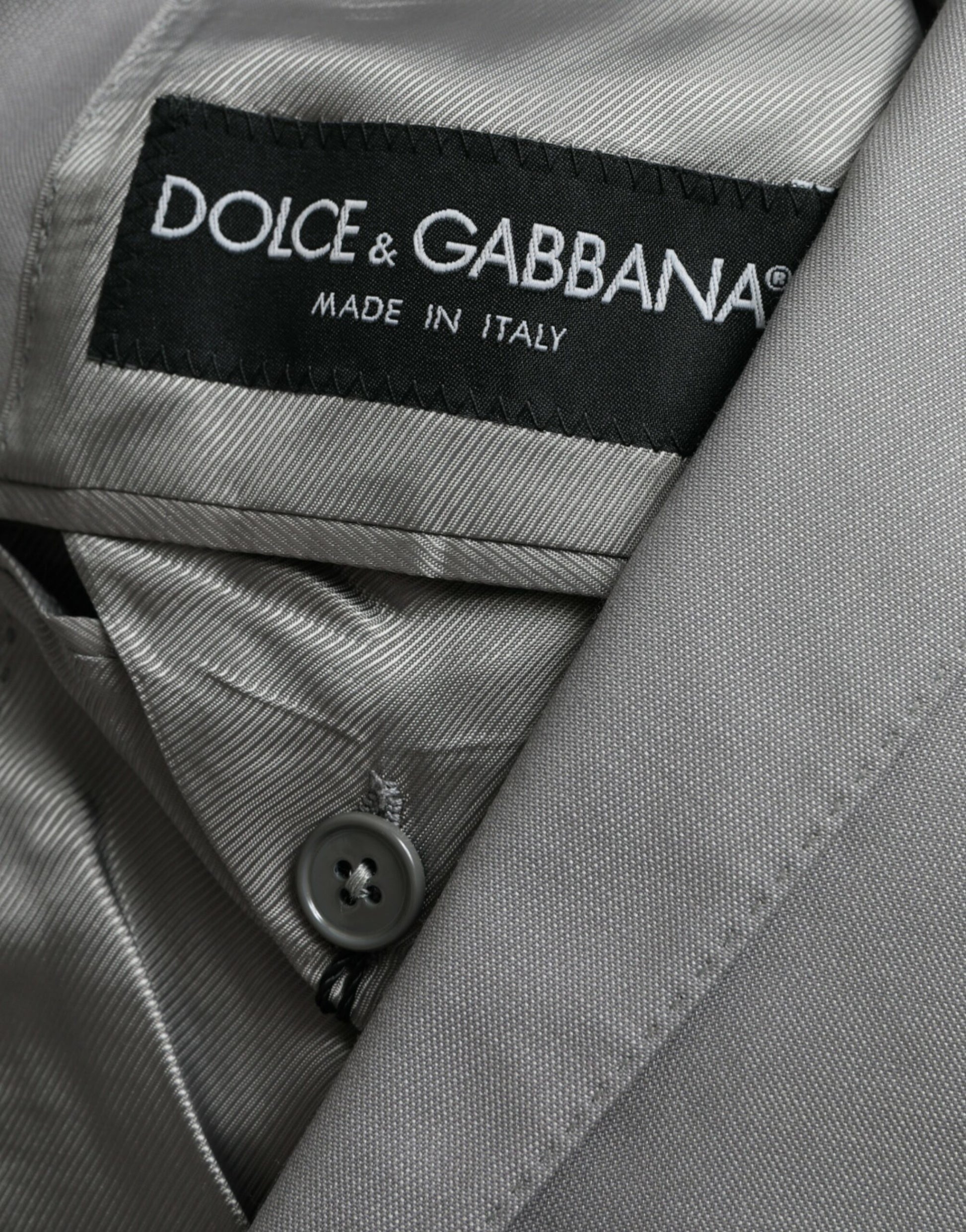 Blazer de botonadura sencilla con cuello alto de lana gris de Dolce &amp; Gabbana