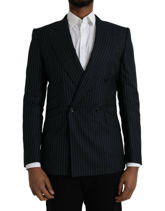 Abrigo tipo blazer cruzado SICILIA con rayas negras de Dolce &amp; Gabbana