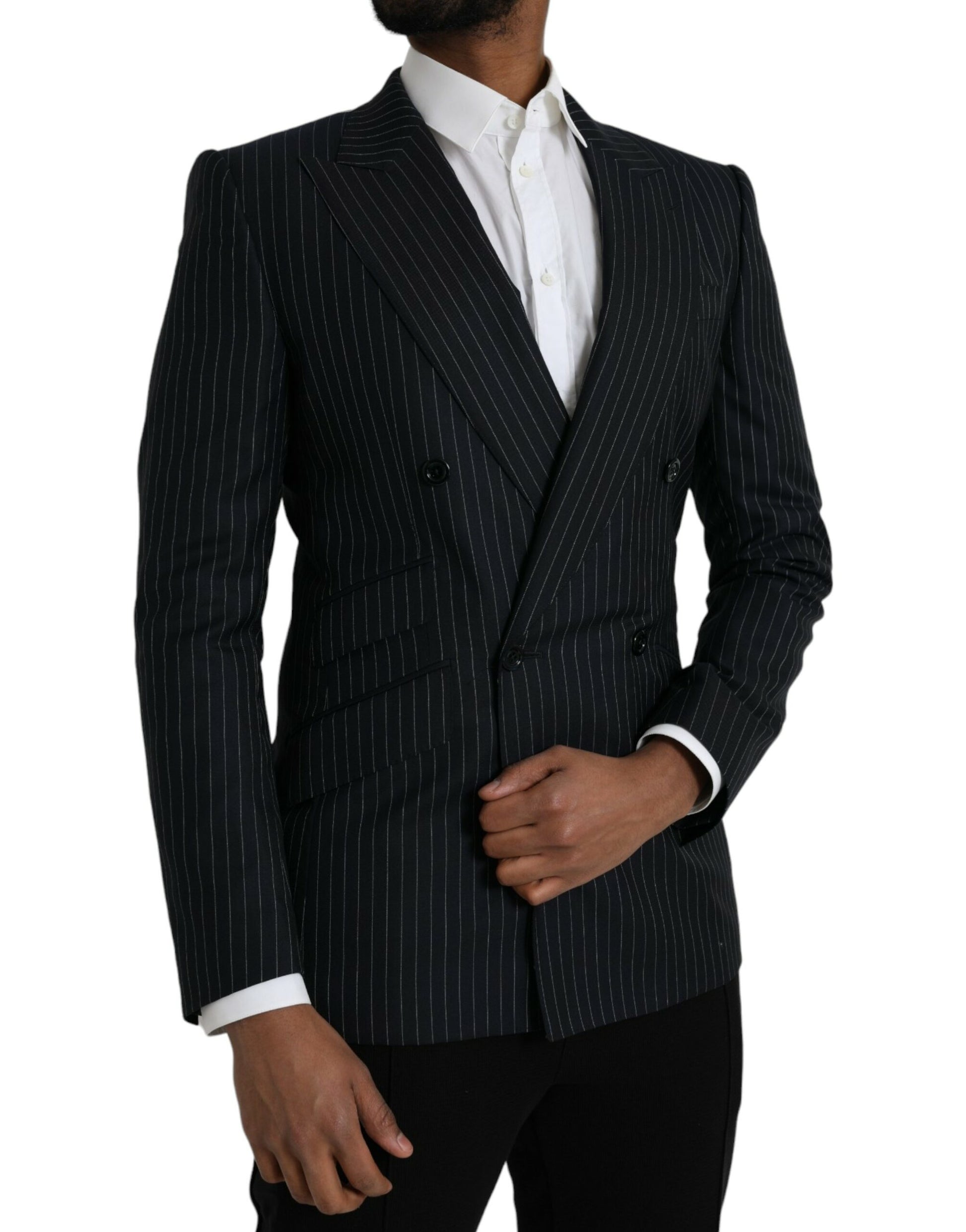 Abrigo tipo blazer cruzado SICILIA con rayas negras de Dolce &amp; Gabbana