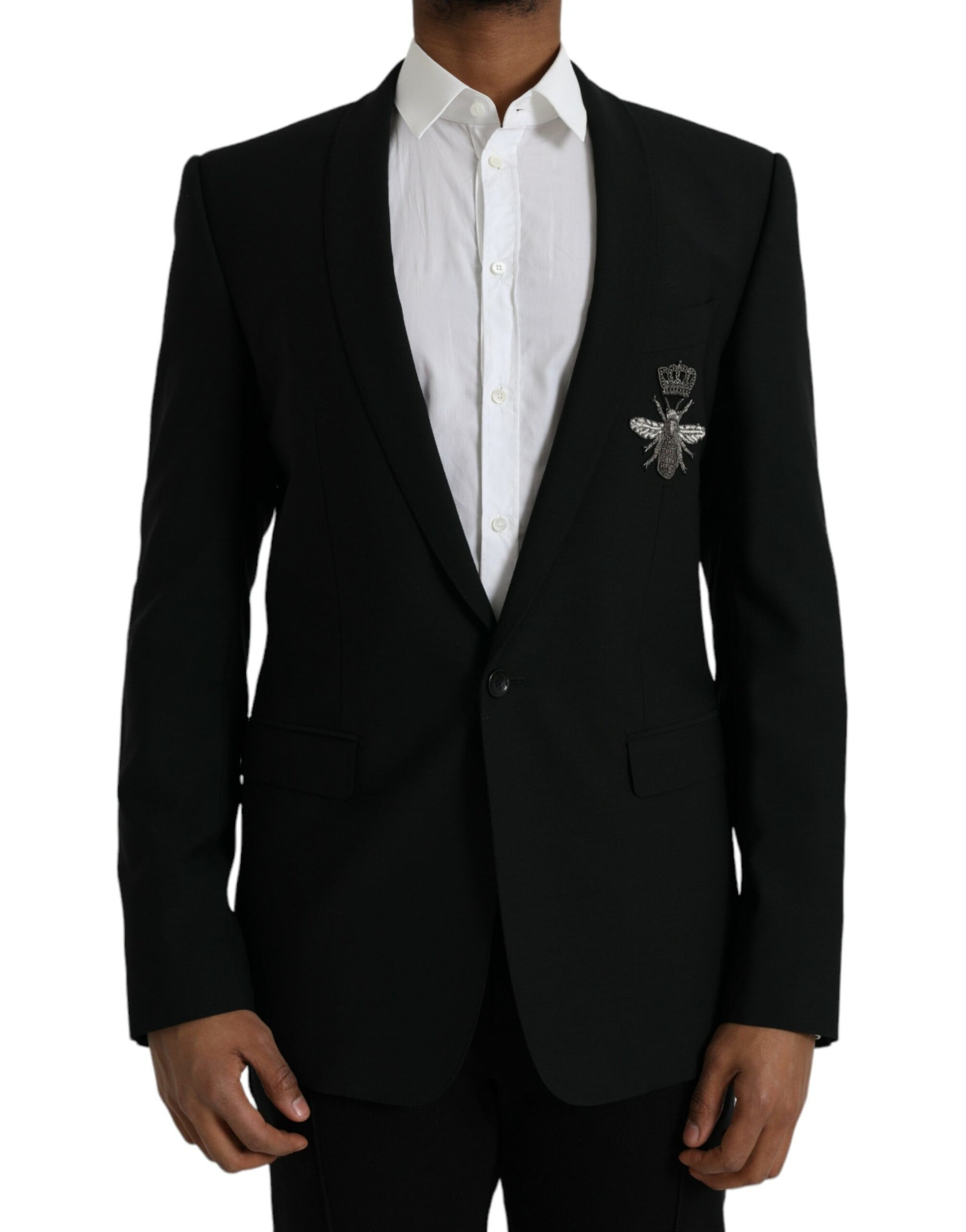 Blazer de botonadura sencilla con diseño de abeja y corona negra de Dolce &amp; Gabbana MARTINI