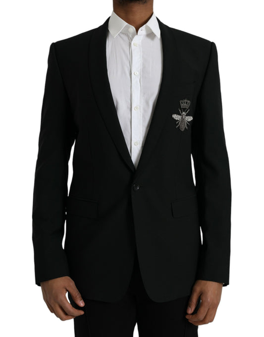 Blazer de botonadura sencilla con diseño de abeja y corona negra de Dolce &amp; Gabbana MARTINI
