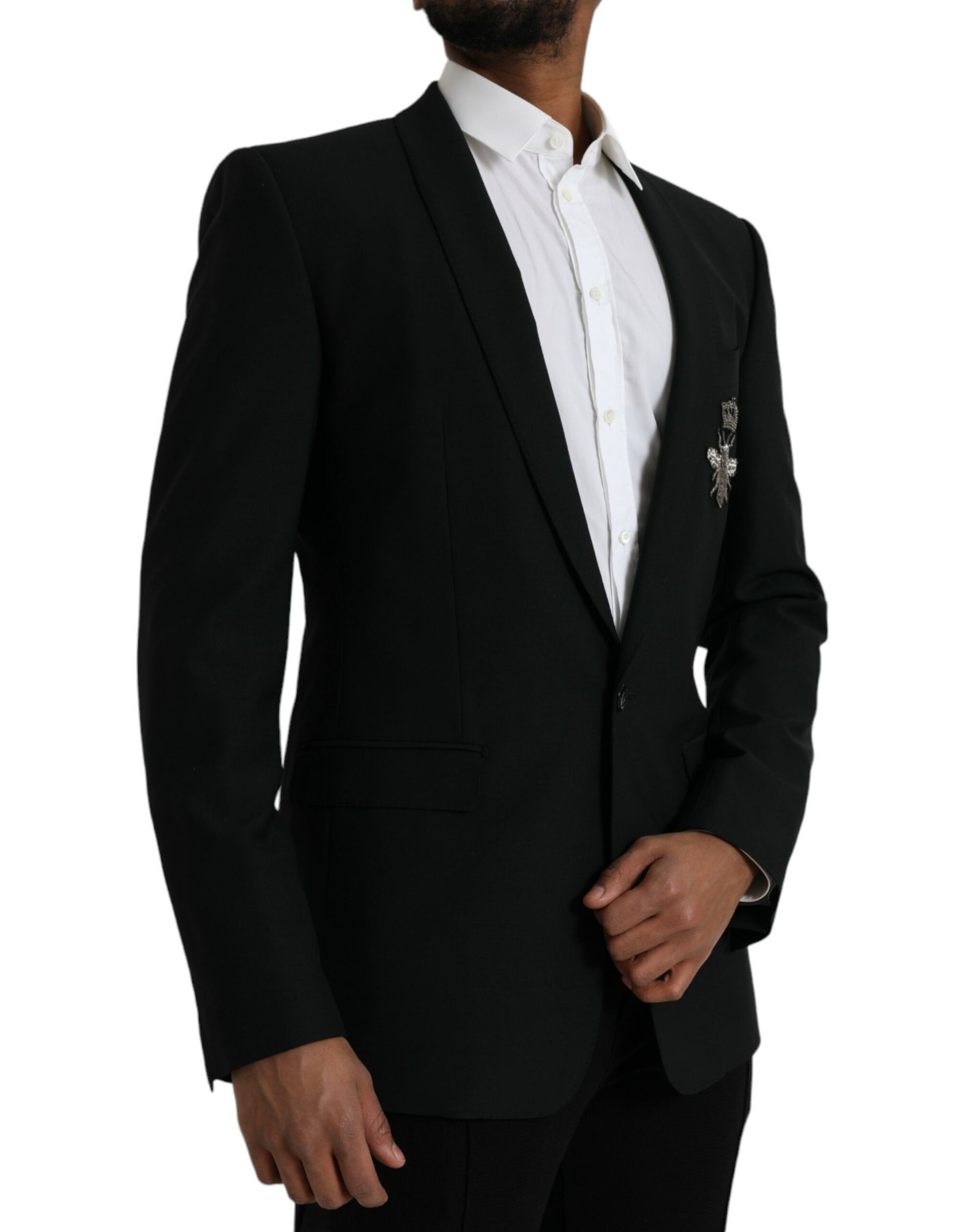 Blazer de botonadura sencilla con diseño de abeja y corona negra de Dolce &amp; Gabbana MARTINI