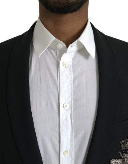 Blazer de botonadura sencilla con diseño de abeja y corona negra de Dolce &amp; Gabbana MARTINI