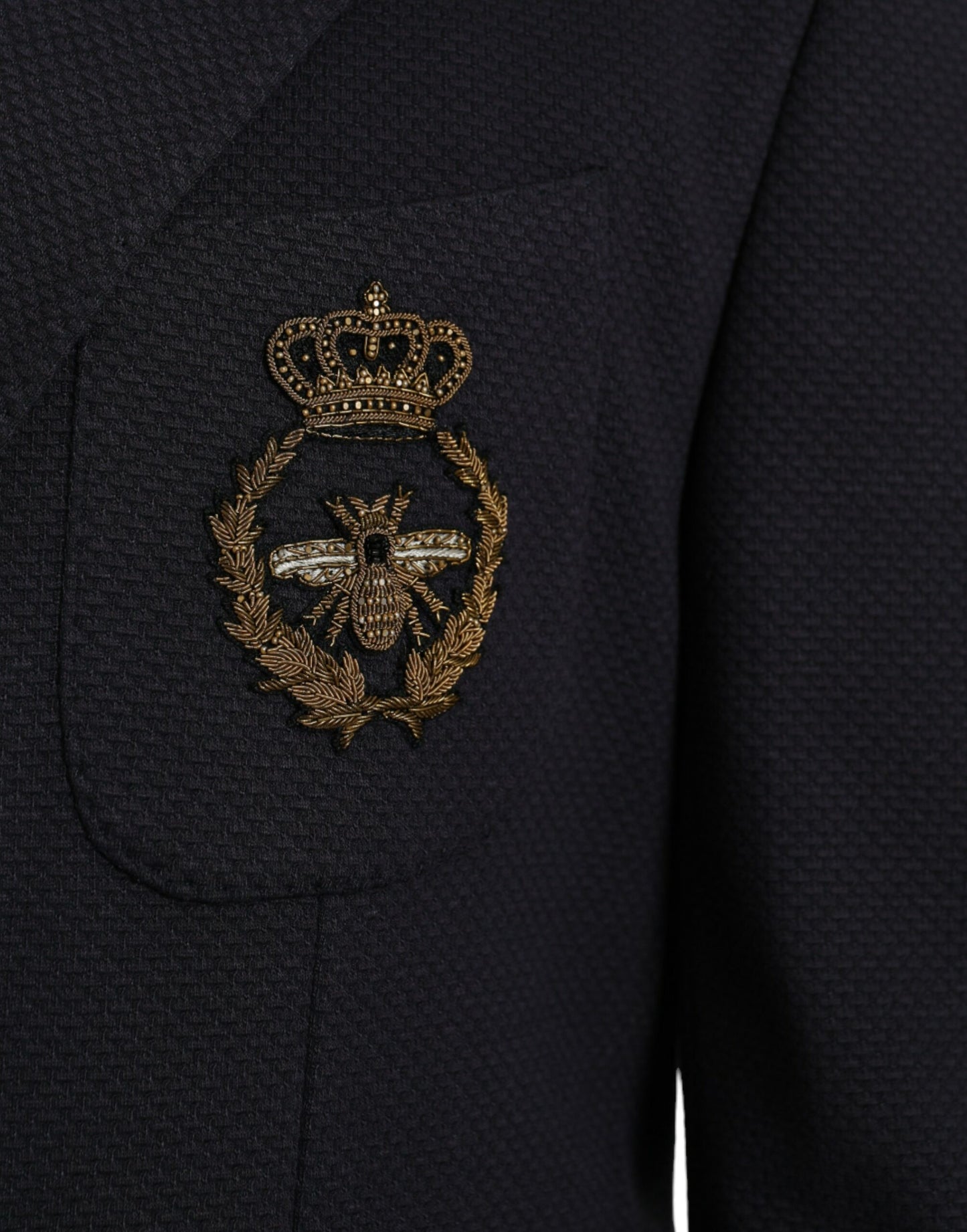 Blazer cruzado con diseño de abeja y corona en azul oscuro de Dolce &amp; Gabbana