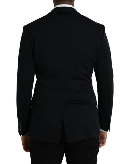 Blazer de botonadura sencilla con muescas de lana negra de Dolce &amp; Gabbana